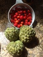 A bunch of acerola fruits