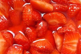 cut Strawberries, dessert, background