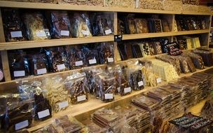 chocolate showcase in a shop