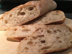 Cut French Baguette on board