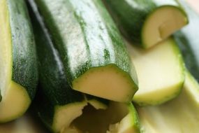 cut green Zucchini close up