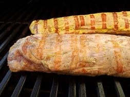 pork fillet on a barbecue