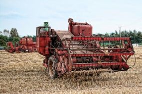 Combine Harvester Farming on field
