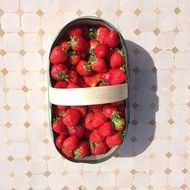 ripe Strawberries in Basket