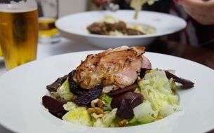 Restaurant Dish in a white plate close up