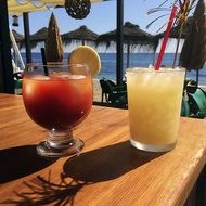 Two cold cocktails in summer
