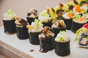 sushi as a meal with rice