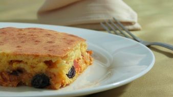 Delicious baked cake on the plate