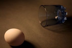 egg and glass cup on the table