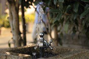 water tap in a park close up