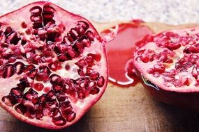 red Pomegranate Fruits sectional close-up