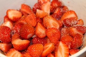 fresh cut Strawberry closeup