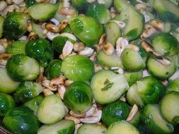 fried brussels sprouts with peanuts