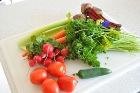 vegetables on a plate in the kitchen