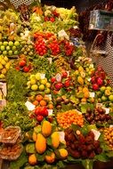 bright fresh variety fruits on the market
