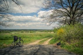 bike on the side of a country road