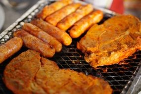 tasty meat and sausages Barbecue Grill