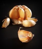 garlic in the black background