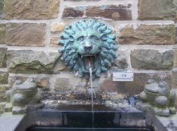 fountain with a picture of a lion