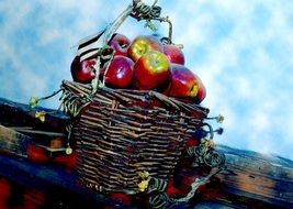 sweet red apples in a basket