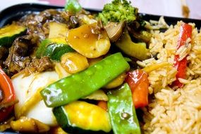 chicken with rice in sweet and sour sauce