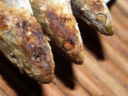 Grilled snakehead fishes on the table