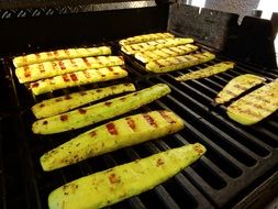 zucchini slices on the grill