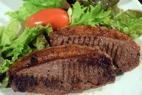 steaks with salad for dinner