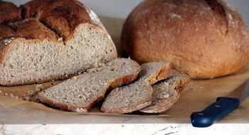 crisp dark bread in the cut