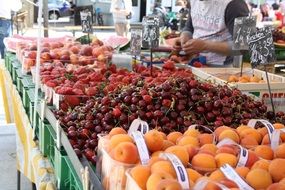 sweet fresh Fruits on Market stall