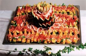 plate with sliced meat