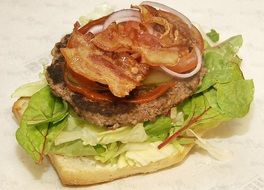 burger with onions and bacon