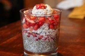 dessert with pomegranate and chia seeds