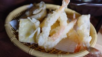 shrimp in tempura in a bowl