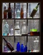 picture of the Old Bottles on a shelfes