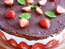 Sweet Chocolate and strawberries Cake