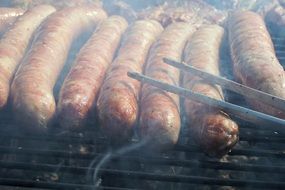 picnic with grilled sausages