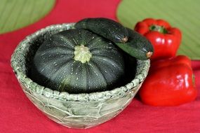 green pumpkin and red pepper