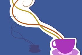 drawing of a cup of coffee on a blue background