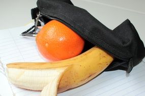 tangerine and banana as a tasty snack