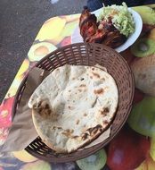 Naan and Chicken Tikka, traditional Indian Food
