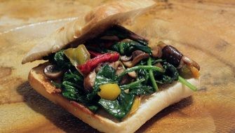 sandwich with Spinach Cheese Brie Mushroom