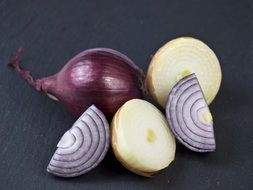 red and white Onions closeup