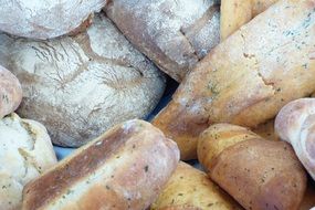 lot of different bread close-up