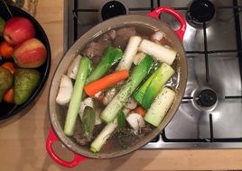 vegetables in a pan