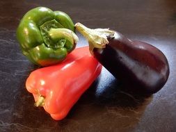 vegetables on a dark surface