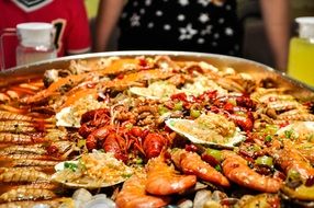 A lot of the seafood on a huge plate