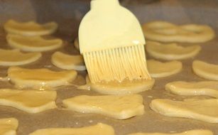 christmas Dough of Cookies baking in oven