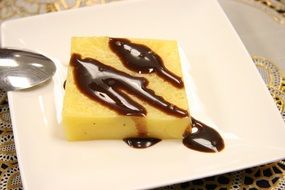 tropical passion fruit dessert with chocolate