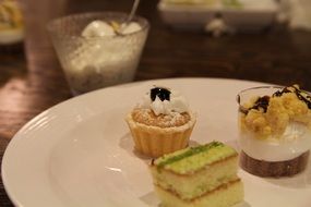 Dessert Cake and Tiramisu closeup